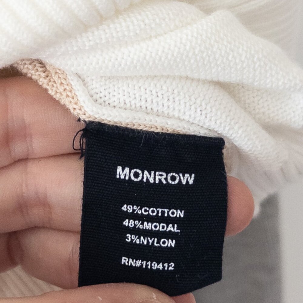 Monrow Colorblock Lightweight Neutral Sweater with Statement Sleeves, Size M - Picture 7 of 7